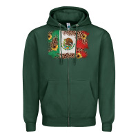 Sports Green Mexican Flag with Leopard Zipper Hoodie - texasbilliewilder