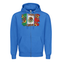 True Royal Mexican Flag with Leopard Zipper Hoodie - texasbilliewilder
