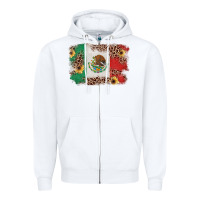 White Mexican Flag with Leopard Zipper Hoodie - texasbilliewilder