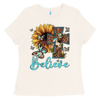 Bone believe leopard cross sunflower butterfly Ladies Tee - JahusDesignShop