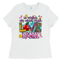 White in october we wear pink love pink Ladies Tee - AdoDesignShop
