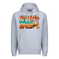 Heather Grey football pumpkin spice Premium Hoodie - CowGirlArtShop