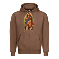 Chestnut Lady of Guadalupe with Roses Zipper Hoodie - texasbilliewilder