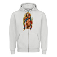 Dove Grey Lady of Guadalupe with Roses Zipper Hoodie - texasbilliewilder