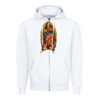 White Lady of Guadalupe with Roses Zipper Hoodie - texasbilliewilder