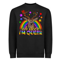 Black LGBTQ+ Oh Deer I'm Queer Heavyweight Sweatshirt - BundleAndBundleShop