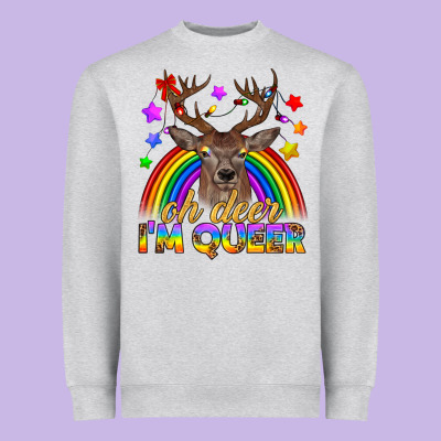 Lgbtq+ Oh Deer I'm Queer Heavyweight Sweatshirt Designed By Bundleandbundleshop