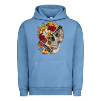 Pigment Pebble Blue skull kinda emotionless kinda emotional Urban Hoodie - FaDigitalArtStudio