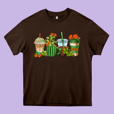 Cactus Coffee Cups Heavy Core Tee Designed By Adodesignshop