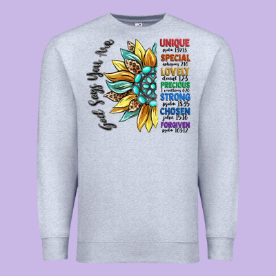 God Says You Are Unique Premium Sweatshirt Designed By Cowgirlartshop