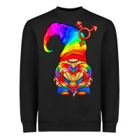 Black LGBTQ+ Pride Gnome With Heart Balloon Heavyweight Sweatshirt - BundleAndBundleShop