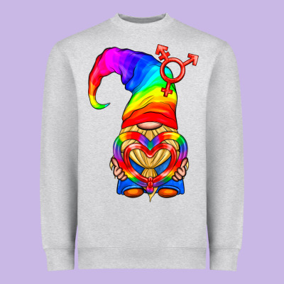 Lgbtq+ Pride Gnome With Heart Balloon Heavyweight Sweatshirt Designed By Bundleandbundleshop
