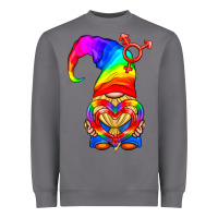 Storm LGBTQ+ Pride Gnome With Heart Balloon Heavyweight Sweatshirt - BundleAndBundleShop