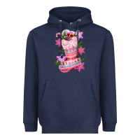 Navy pink christmas socks Heavyweight Hoodie - CowGirlArtShop