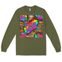 Army Green Pride LGBTQ+ Proud Mom With Leoapard Patterns Long Sleeve Tee - BundleAndBundleShop