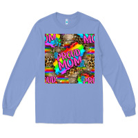 Colony Blue Pride LGBTQ+ Proud Mom With Leoapard Patterns Long Sleeve Tee - BundleAndBundleShop