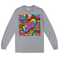 Heather Grey Pride LGBTQ+ Proud Mom With Leoapard Patterns Long Sleeve Tee - BundleAndBundleShop