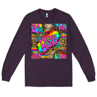 Plum Pride LGBTQ+ Proud Mom With Leoapard Patterns Long Sleeve Tee - BundleAndBundleShop