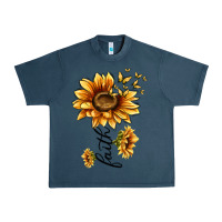 Midnight Navy faith sunflower Urban Heavy Tee - MaliasSmallBusiness