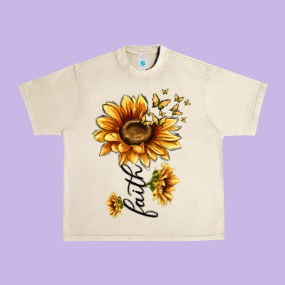 Faith Sunflower Urban Heavy Tee Designed By Maliassmallbusiness