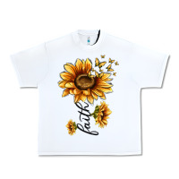 White faith sunflower Urban Heavy Tee - MaliasSmallBusiness