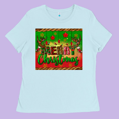 Merry Christmas Tumbler Ladies Tee Designed By Bundleandbundleshop