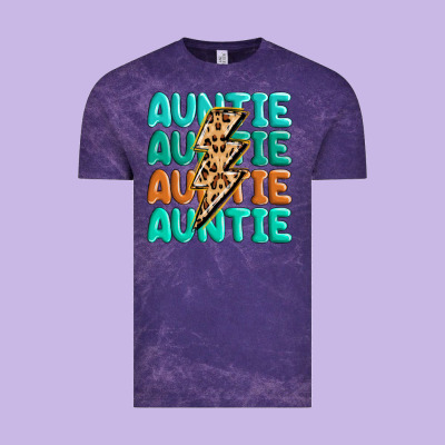 Auntıe With Lightning Bolt Vintage Tee Designed By Maliassmallbusiness