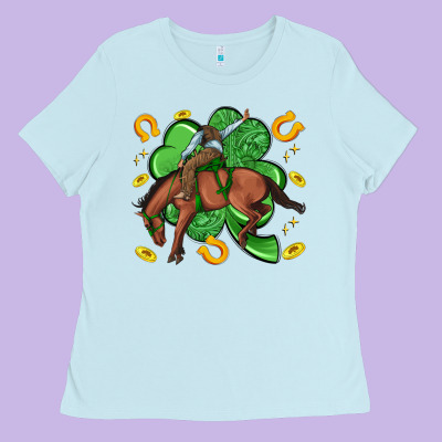 Cowboy With Shamrock Ladies Tee Designed By Artiststas
