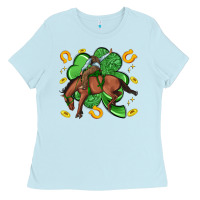 Baby Blue cowboy with shamrock Ladies Tee - Artiststas