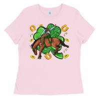 Bubblegum Pink cowboy with shamrock Ladies Tee - Artiststas