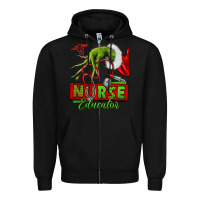 Black grinch hand nurse educator Zipper Hoodie - NancyCooperArtShop