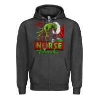 Charcoal Heather grinch hand nurse educator Zipper Hoodie - NancyCooperArtShop