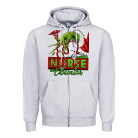 Heather Grey grinch hand nurse educator Zipper Hoodie - NancyCooperArtShop