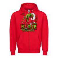 Red grinch hand nurse educator Zipper Hoodie - NancyCooperArtShop