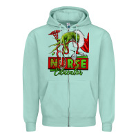 Seafoam grinch hand nurse educator Zipper Hoodie - NancyCooperArtShop