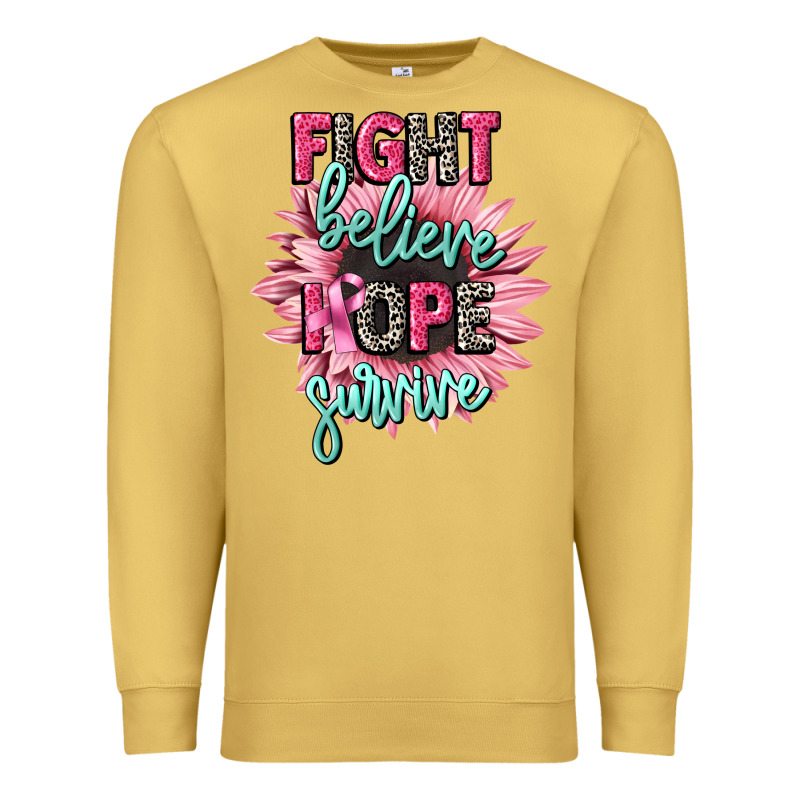 Fight Believe Hope Survive Cancer Awareness Premium Sweatshirt by CowGirlArtShop | Teevron