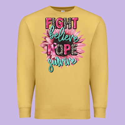 Fight Believe Hope Survive Cancer Awareness Premium Sweatshirt Designed By Cowgirlartshop