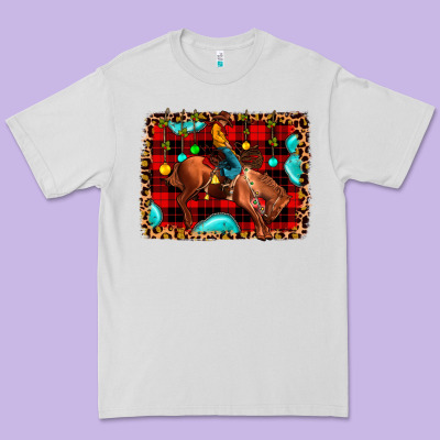 Christmas Rodeo Cowboy Premium Tee Designed By Jahusdesignshop