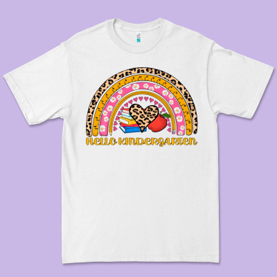 Back To School Rainbow Hello Kindergarten Premium Tee Designed By Adodesignshop