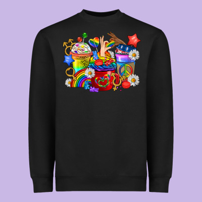 Lgbtq+ Pride Coffee Cups Heavyweight Sweatshirt Designed By Bundleandbundleshop