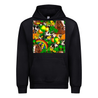 Black St. Patrick's Day Horse With Balloons Urban Hoodie - FaDigitalArtStudio