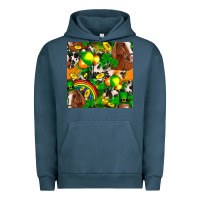 Pigment Midnight Navy St. Patrick's Day Horse With Balloons Urban Hoodie - FaDigitalArtStudio