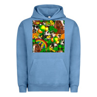 Pigment Pebble Blue St. Patrick's Day Horse With Balloons Urban Hoodie - FaDigitalArtStudio