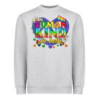 Heather Grey LGBTQ Pride Human Kind Be Both Heavyweight Sweatshirt - BundleAndBundleShop