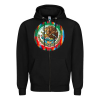 Black Mexico Coat of Arms Zipper Hoodie - texasbilliewilder