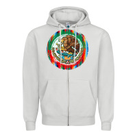 Dove Grey Mexico Coat of Arms Zipper Hoodie - texasbilliewilder