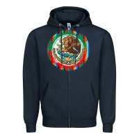 Navy Mexico Coat of Arms Zipper Hoodie - texasbilliewilder