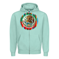 Seafoam Mexico Coat of Arms Zipper Hoodie - texasbilliewilder
