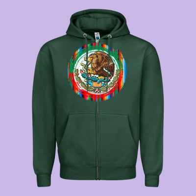 Mexico Coat Of Arms Zipper Hoodie Designed By Texasbilliewilder