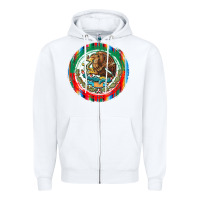 White Mexico Coat of Arms Zipper Hoodie - texasbilliewilder